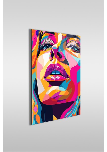 Pop Art Kadın Yüzü Modern Dikey Cam Tablo fiyatları
