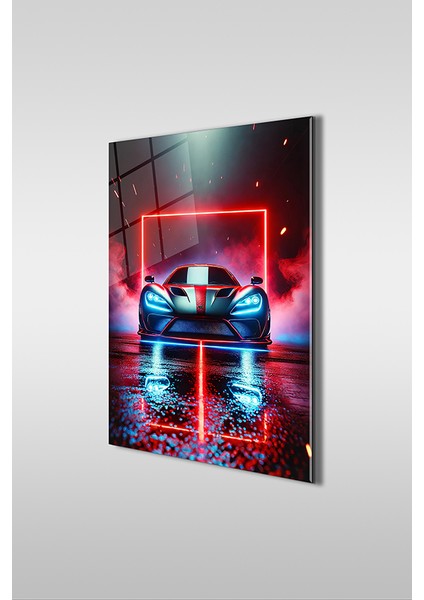 Neon Stil Lüks Araba Dikey Cam Tablo
