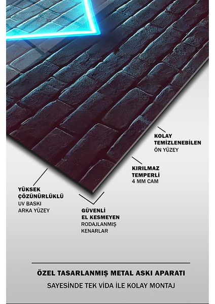 Neon Stil Mavi Kalp Dikey Cam Tablo fırsatları