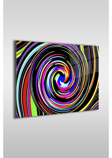 Neon Renkli Girdap Dekoratif Yatay Cam Tablo fiyatları