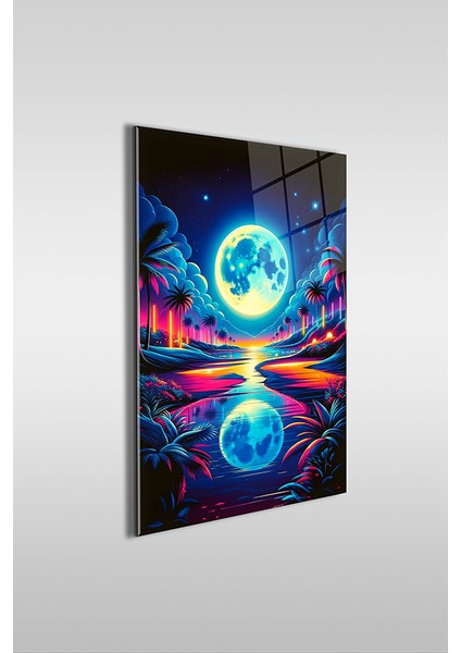 Neon Günbatımı Dikey Cam Tablo fiyatları