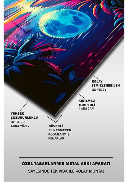 Neon Günbatımı Dikey Cam Tablo fırsatları