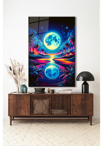 Neon Günbatımı Dikey Cam Tablo indirimleri