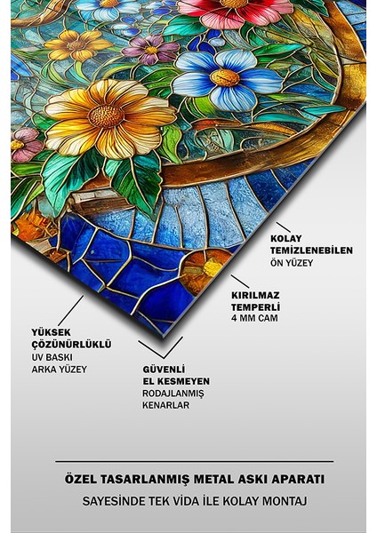Vitray Stil Manzara 2 Dikey Cam Tablo fırsatları