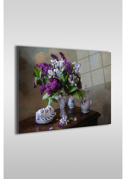 Vazodaki Çiçekler Dekoratif Yatay Cam Tablo fiyatları