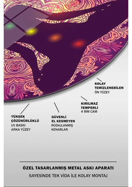 Meditasyon Çakra Yuvarlak Cam Tablo