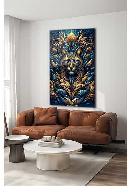 Ihtişamlı Kedi Portre 3 Modern Dikey Cam Tablo modelleri