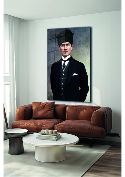 Kalpaklı Atatürk Dikey Cam Tablo modelleri