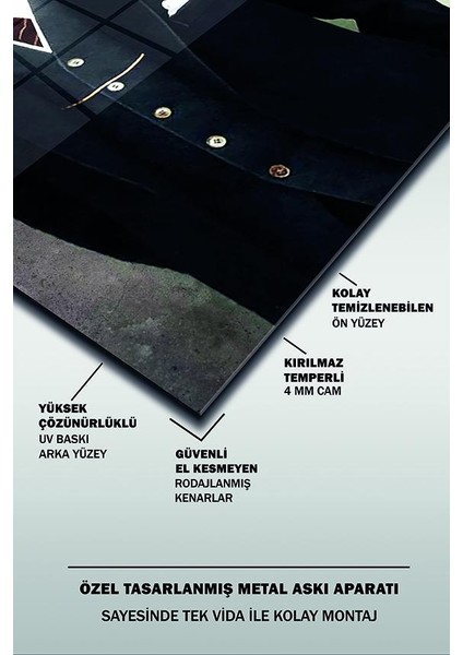 Kalpaklı Atatürk Dikey Cam Tablo fırsatları