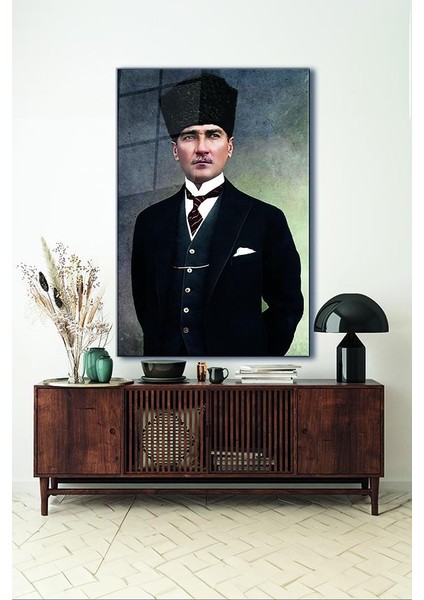 Kalpaklı Atatürk Dikey Cam Tablo indirimleri