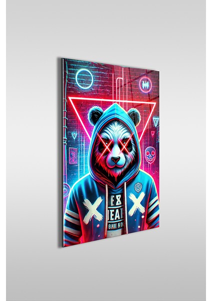 Neon Stil Panda Dikey Cam Tablo fiyatları