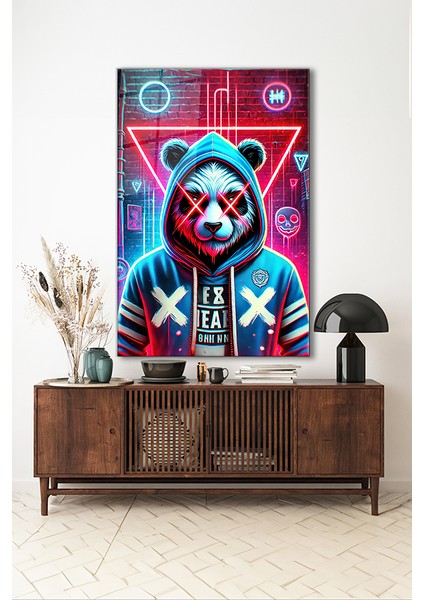 Neon Stil Panda Dikey Cam Tablo indirimleri