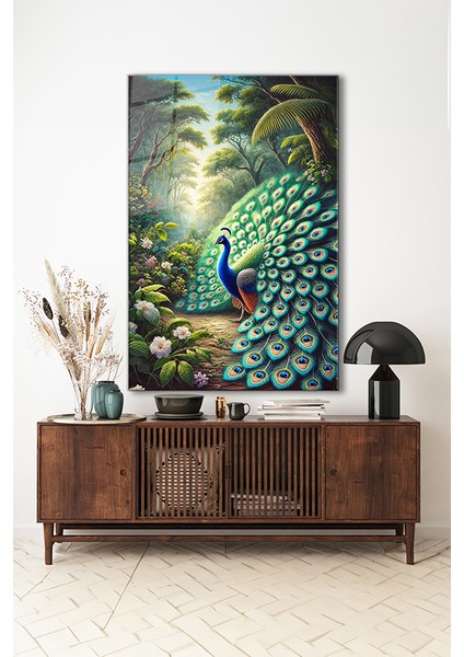 Görkemli Tavuskuşu 2 Dekoratif Dikey Cam Tablo indirimleri