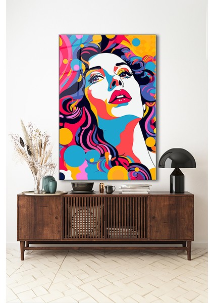 Pop Art Illüstrasyon Dekoratif Dikey Cam Tablo indirimleri