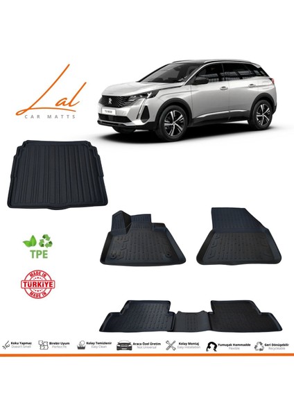 Peugeot 3008 2016 Sonrası 3D Havuzlu Paspas Alt Kademe Bagaj Havuzu Seti
