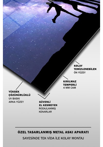 Galaksi ve Insan Silüetleri Dikey Cam Tablo fırsatları
