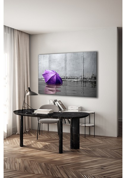 Mor Şemsiye Modern Dekoratif Yatay Cam Tablo