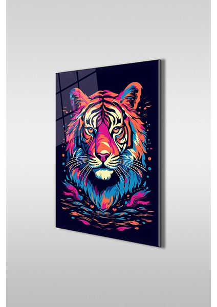 Kaplan Portre Illustrasyon Dikey Cam Tablo