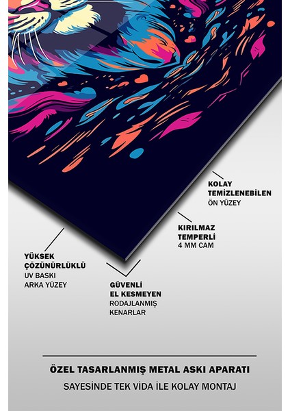 Kaplan Portre Illustrasyon Dikey Cam Tablo fırsatları