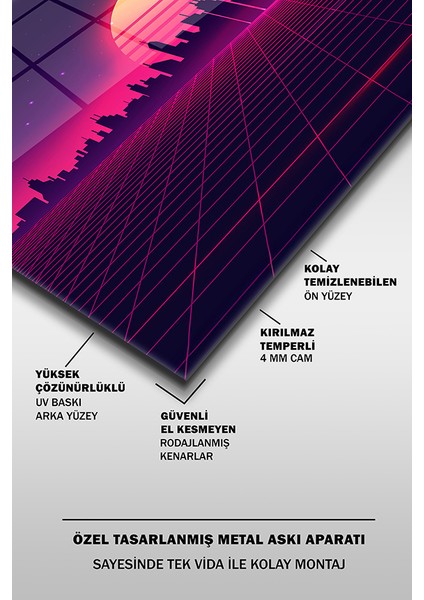 Retro Doğa Manzarası Dekoratif Yatay Cam Tablo fırsatları