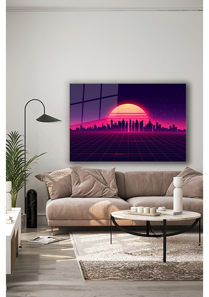 Retro Doğa Manzarası Dekoratif Yatay Cam Tablo indirimleri