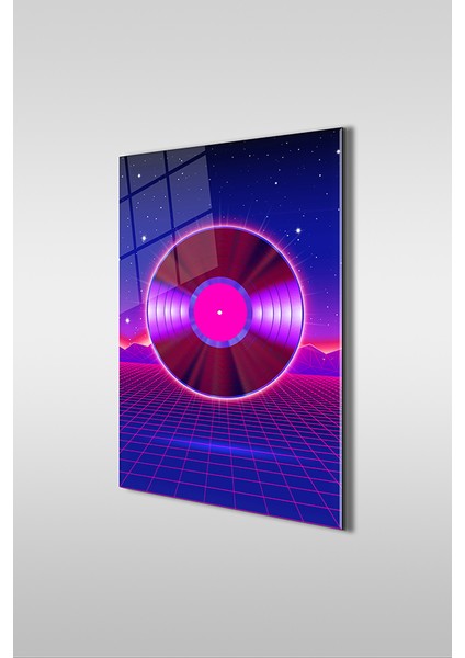 Mor Plak Dekoratif Dikey Cam Tablo