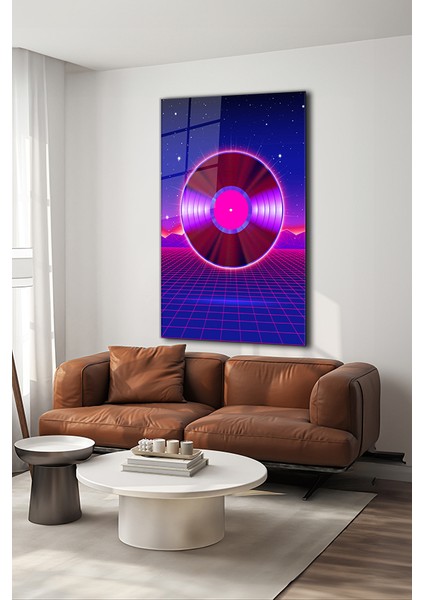 Mor Plak Dekoratif Dikey Cam Tablo modelleri