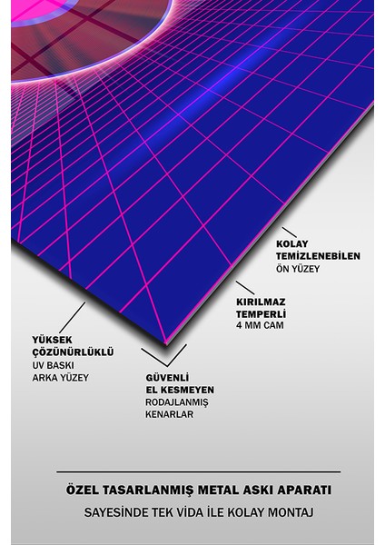 Mor Plak Dekoratif Dikey Cam Tablo fırsatları
