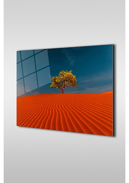 Yalnız Ağaç Modern Dekoratif Yatay Cam Tablo