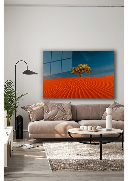 Yalnız Ağaç Modern Dekoratif Yatay Cam Tablo indirimleri