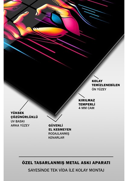 Pop Art Kadın Portre Modern Dikey Cam Tablo