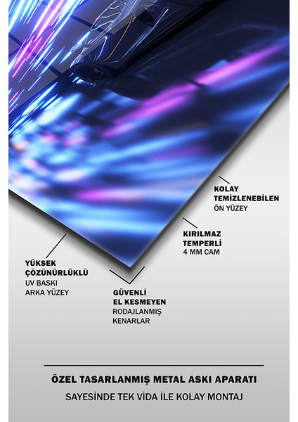 Hızlı Spor Araba Dekoratif Yatay Cam Tablo fırsatları