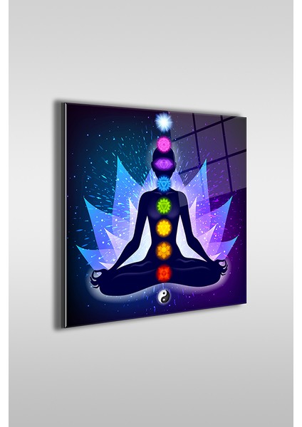 Spirituel Meditasyon Dekoratif Kare Cam Tablo fiyatları