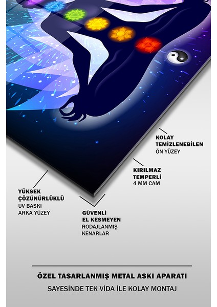 Spirituel Meditasyon Dekoratif Kare Cam Tablo fırsatları