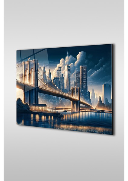Brooklyn Köprüsü Dekoratif Yatay Cam Tablo