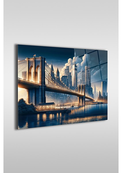 Brooklyn Köprüsü Dekoratif Yatay Cam Tablo fiyatları