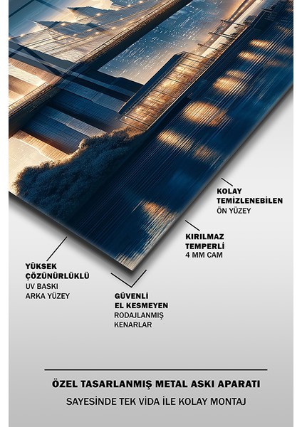 Brooklyn Köprüsü Dekoratif Yatay Cam Tablo fırsatları