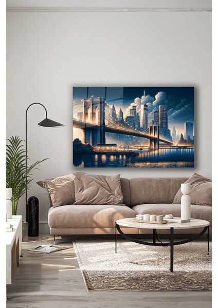 Brooklyn Köprüsü Dekoratif Yatay Cam Tablo indirimleri