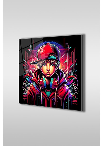 Grafitici Çocuk 2 Dekoratif Kare Cam Tablo