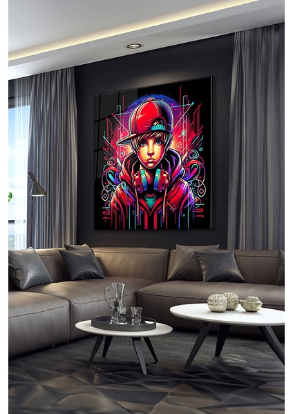 Grafitici Çocuk 2 Dekoratif Kare Cam Tablo modelleri