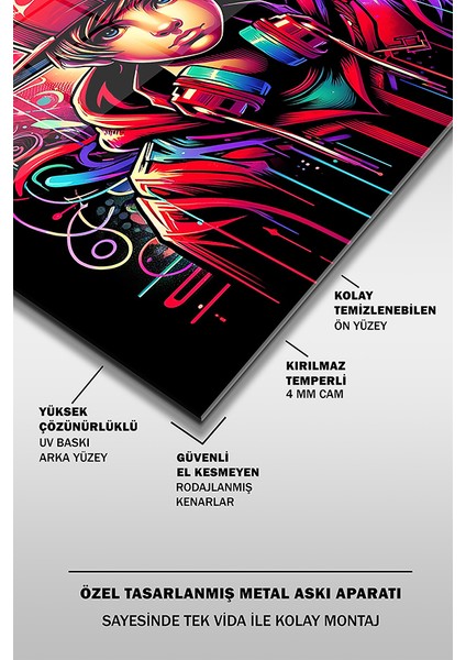 Grafitici Çocuk 2 Dekoratif Kare Cam Tablo fırsatları