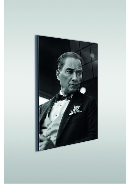 Atatürk Yapay Zeka Siyah Beyaz 2 Dikey Cam Tablo fiyatları