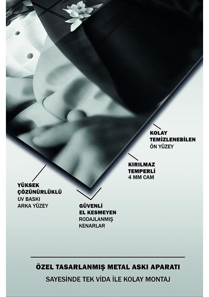 Atatürk Yapay Zeka Siyah Beyaz 2 Dikey Cam Tablo fırsatları
