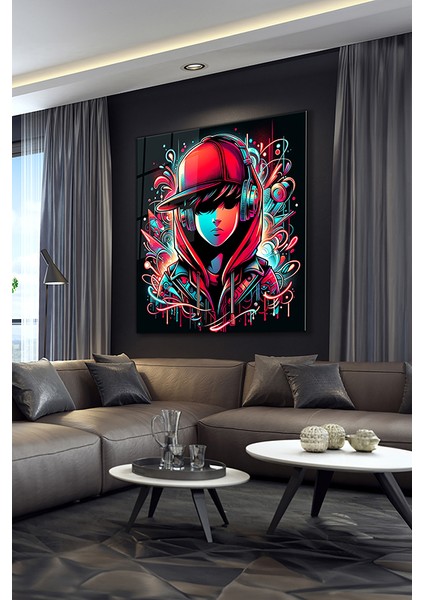 Grafitici Çocuk Dekoratif Kare Cam Tablo