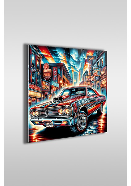 Graffiti Amerikan Arabası Kare Cam Tablo fiyatları