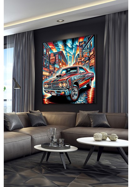 Graffiti Amerikan Arabası Kare Cam Tablo modelleri