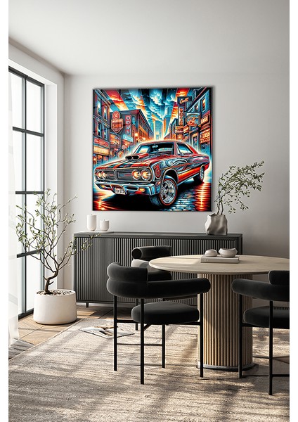 Graffiti Amerikan Arabası Kare Cam Tablo indirimleri