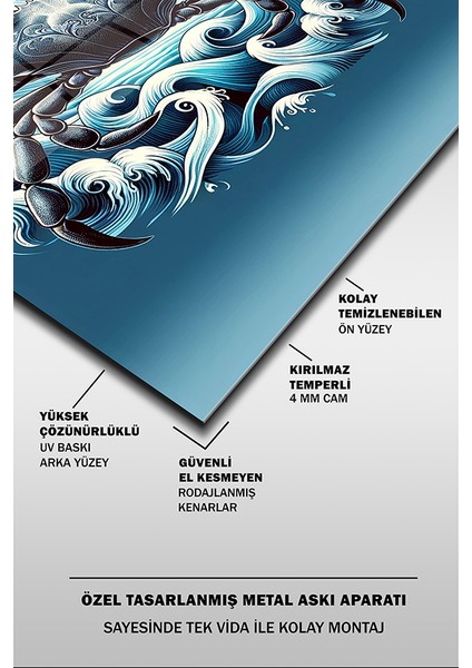 Yengeç Burcu Dekoratif Dikey Cam Tablo fırsatları