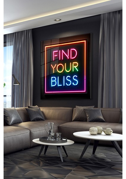 Neon Stil Slogan 4 Kare Cam Tablo modelleri