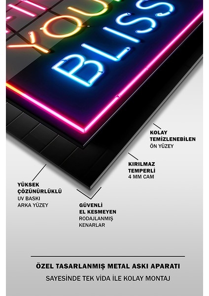 Neon Stil Slogan 4 Kare Cam Tablo fırsatları